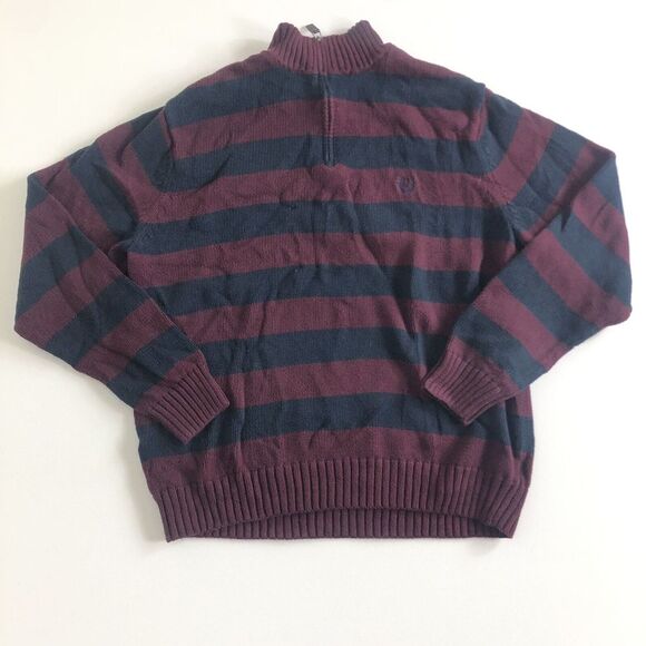 Chaps Sweater Mens Size XL Burgundy Crest‎ Quarter Zip Pullover Adult - Picture 1 of 6